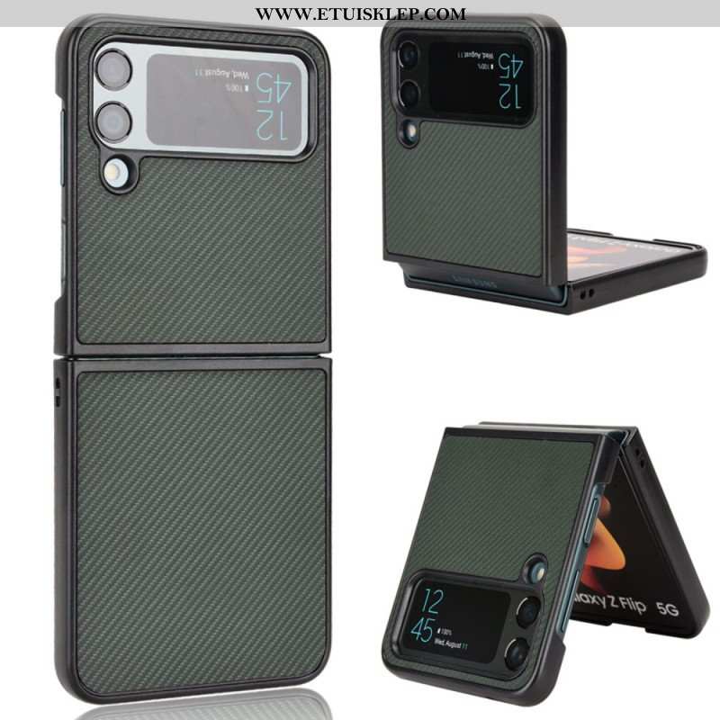 Futerały do Samsung Galaxy Z Flip 4 Etui Folio Tekstura Włókna Węglowego Z Efektem Skóry